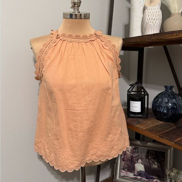 NWT Ulla Johnson June Top Azalea Tank Embroidered Lace Linen Cotton Relaxed Sz 8 - Picture 2 of 14
